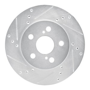 Toyota Prius Brake Rotor (1) - Front Left - R1 Concepts - Drilled & Slotted - Silver - `16-`22